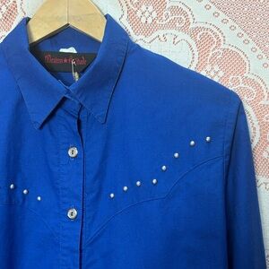 Western Attitude Blue Studded Shirt